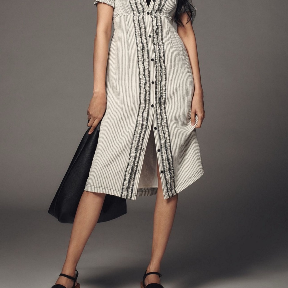 Anthropologie Black and White Striped Dress